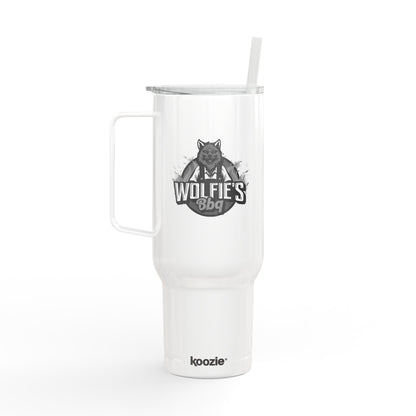 Engraved 40oz Insulated Tumbler with Lid — Wolfie's BBQ Logo