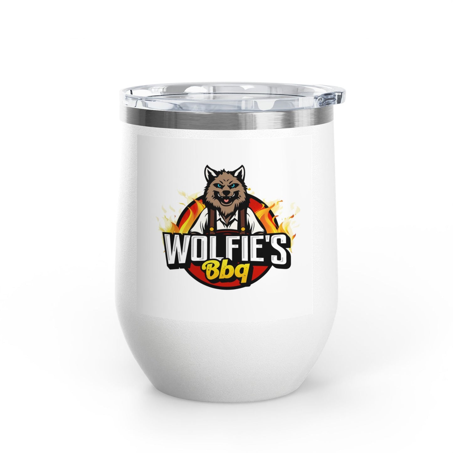 Wine Tumbler — Wolfie’s BBQ 12oz Insulated Stemless Wine Tumbler (Logo)