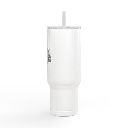 Engraved 40oz Insulated Tumbler with Lid — Wolfie's BBQ Logo